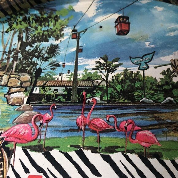 San Diego Zoo 1970s Vintage Handpainted Tray featuring SkyPark 🐅 🦏 🐨 🦧 🦒 - Picture 9 of 17